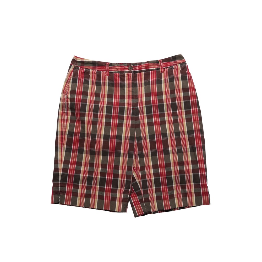 Jones New York Signature Shorts Women‎ 10P Petite Plaid Cotton Blend Flat Front